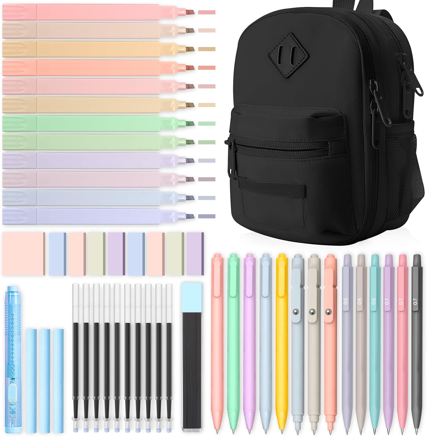 51 PCS Aesthetic School Supplies with Cute Pencil Case, 12 Pastel Highlighters, 8 Quick Dry Retractable Black Ink Pens, 6 Pastel Mechanical Pencil Student Stationary Bible Study Supplies (Black) 51 PCS Aesthetic School Supplies with Cute Pencil Case, 12 Pastel Highlighters, 8 Quick Dry Retractable Black Ink Pens, 6 Pastel Mechanical Pencil Student Stationary Bible Study Supplies (Black)