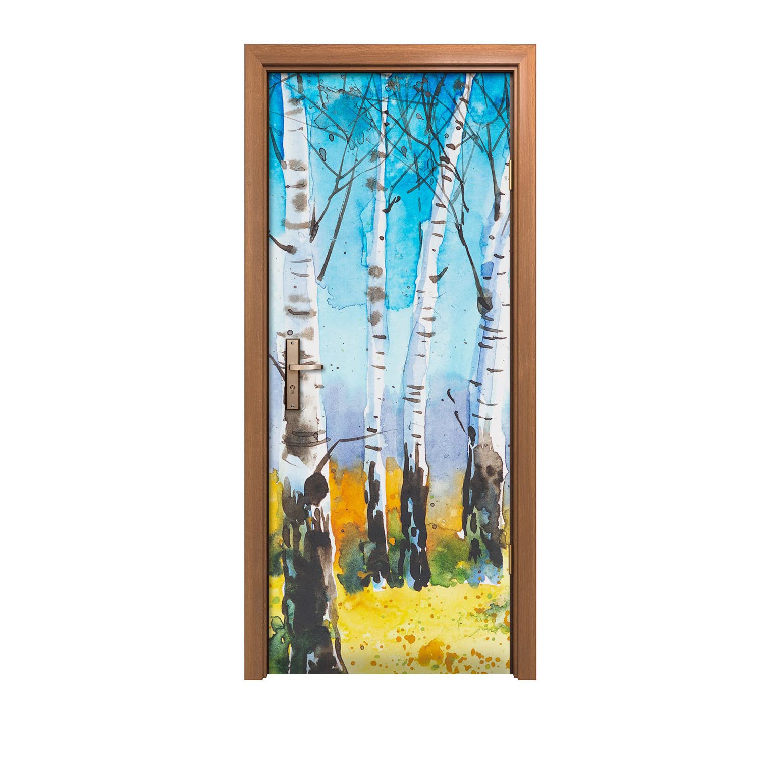 Autocollant de porte forêt 80x200cm pour décoration murale trompe l'œil