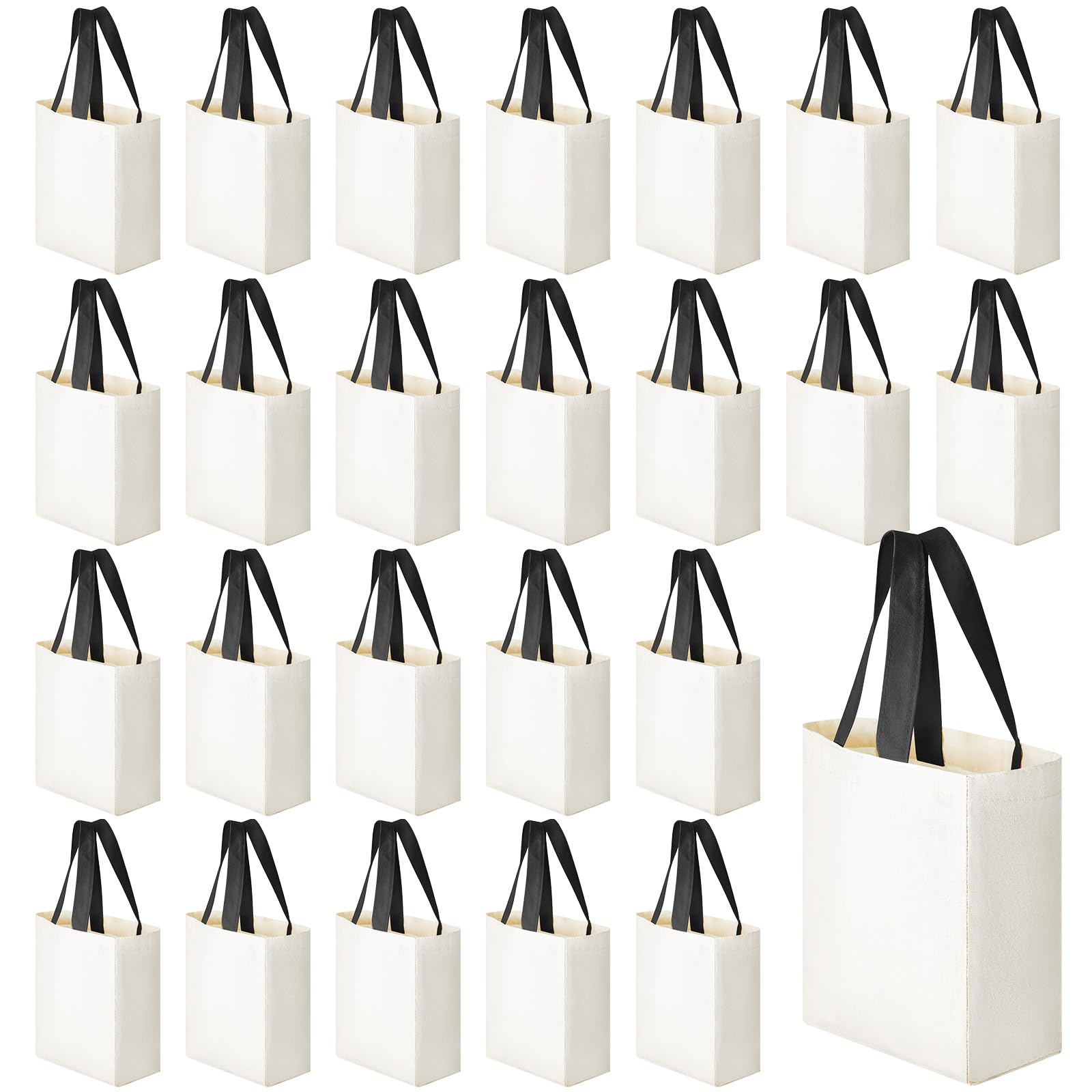 Amylove Mini Tote Bag Sublimation Blank Canvas Tote Bags Reusable Grocery Luggage DIY Sack Goody for Party Event(8 x 10 x 4 Inch,Natural with Black