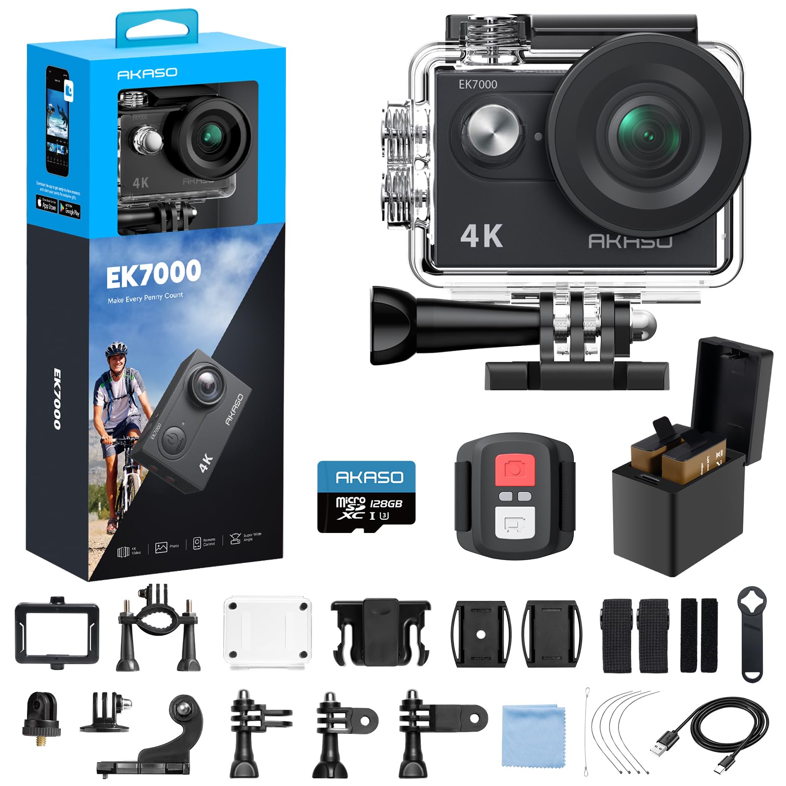 Amazon.com : AKASO EK7000 4K30fps Action Camera with 128GB