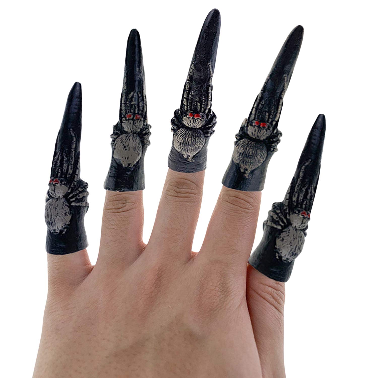 LAEMILIA Halloween Fake Nails Scary Skeleton Face Monster Finger Claw Nails for Halloween Cosplay Costumes Party Props Gift (Spider)