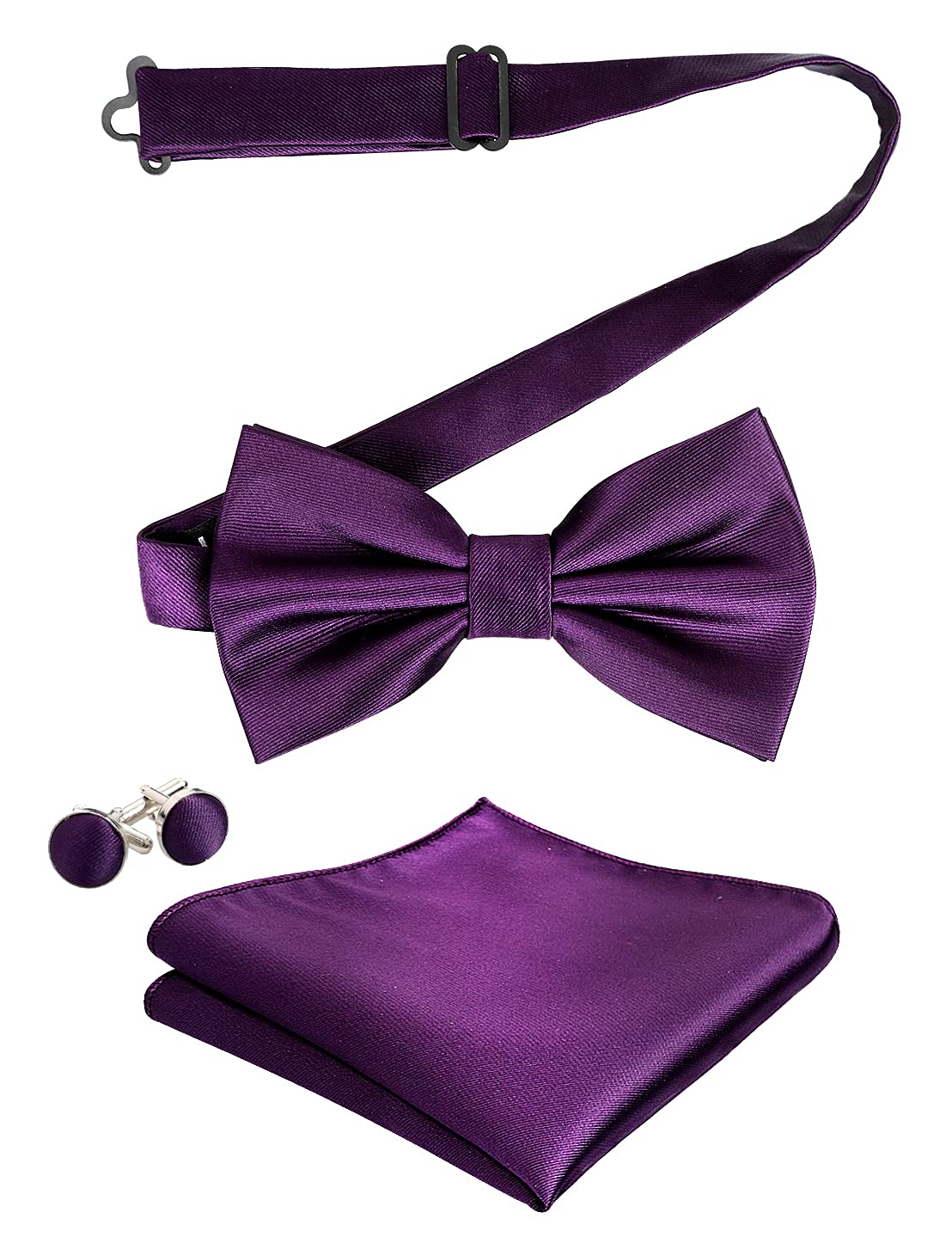 Alizeal Ensemble Nœud Papillon Lilas, Mouchoir Et Boutons De Manchette Pour Homme - Taille Unique