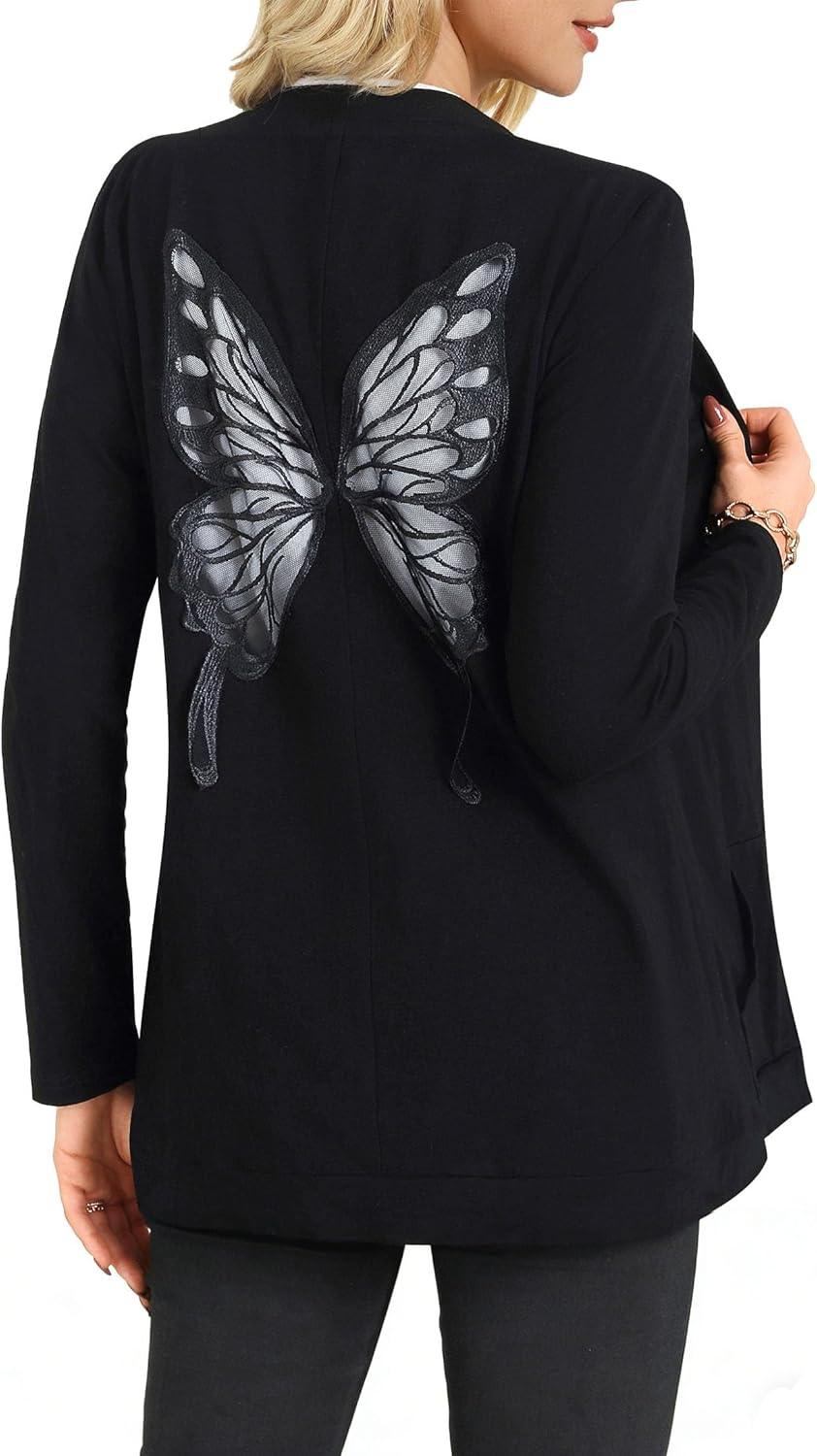 Women Cardigan Tops Long Sleeve Open Front Back Cutout Shirts Sexy Gothic Cardigan - Image 4