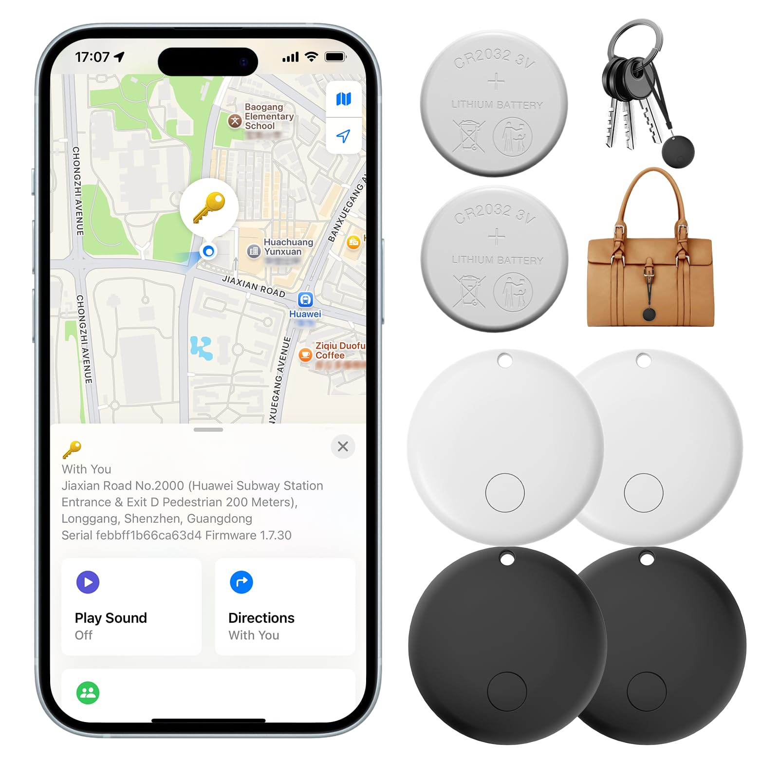 Localizador Bluetooth Para Llaves Y Objetos - Compatible Con IOS Y Android, Resistente Al Agua, Blanco