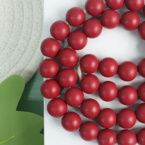 Vista 11 de Meplait Guirnalda de cuentas de madera de 39 pulgadas con borlas, cuentas de oración versátiles, estilo bohemio y chic para colgar en la pared, Rosa