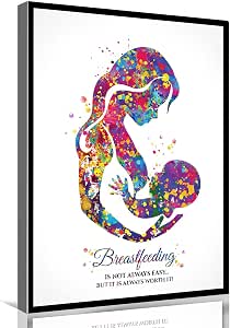 Vintage Medical Wall Art - Breastfeeding Mother Quote Watercolor Print, 12x18 Inch Framed Canvas - View #11