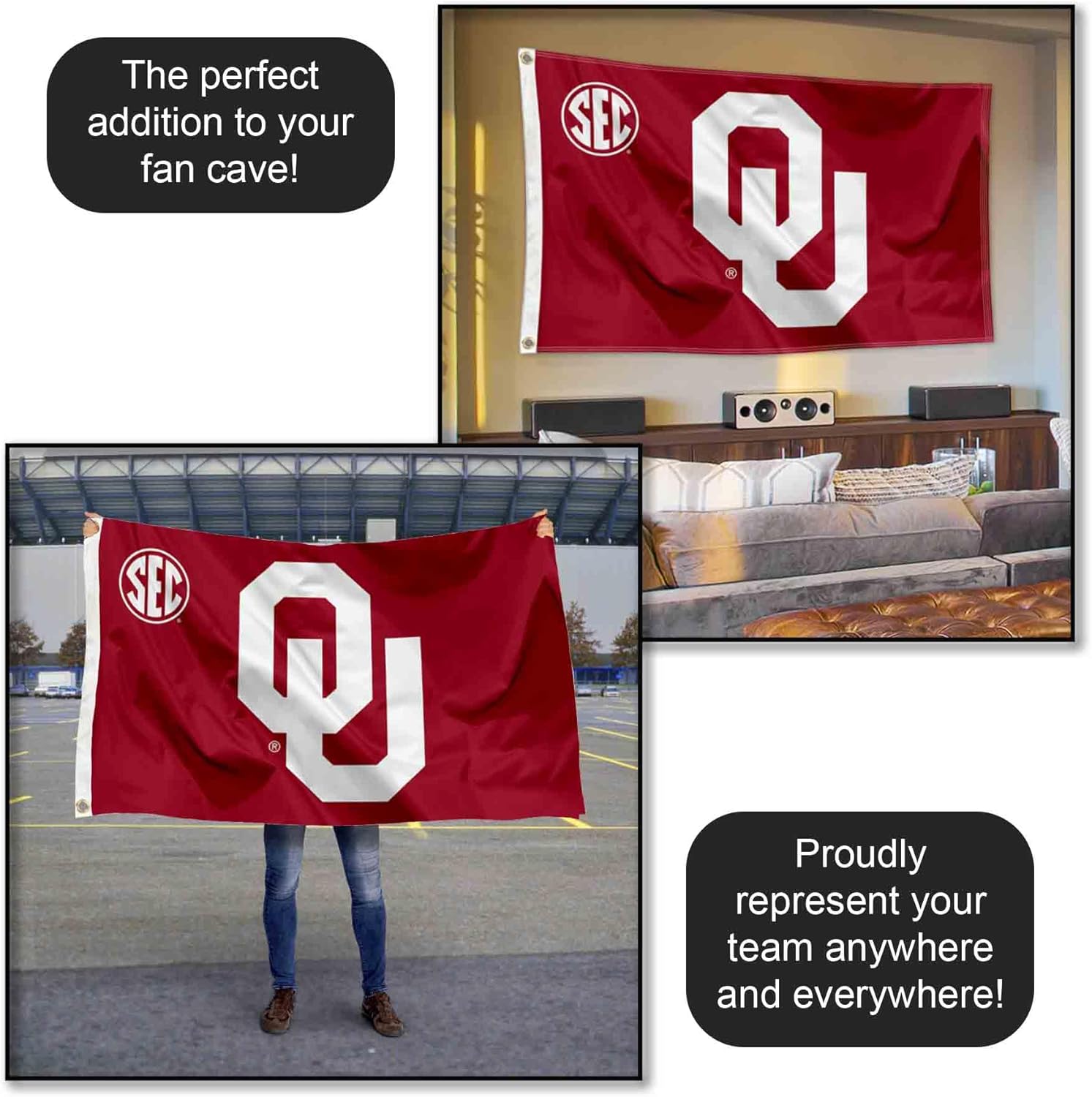 Oklahoma Sooners SEC Large Grommet Banner Flag