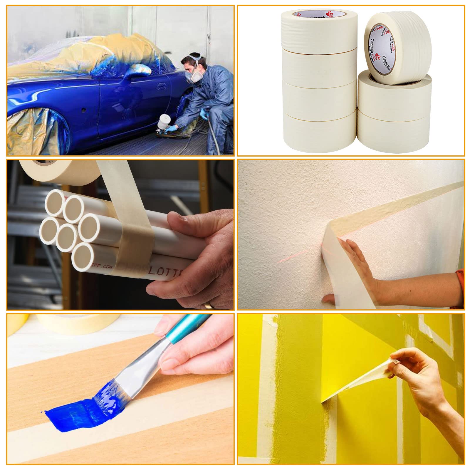 8 cintas adhesivas de 50 m x 50 mm para pintar, cinta adhesiva ancha de baja adherencia, cinta adhesiva para vidrio, pintura, artistas, decoración, manualidades, papelería escolar (blanco)
