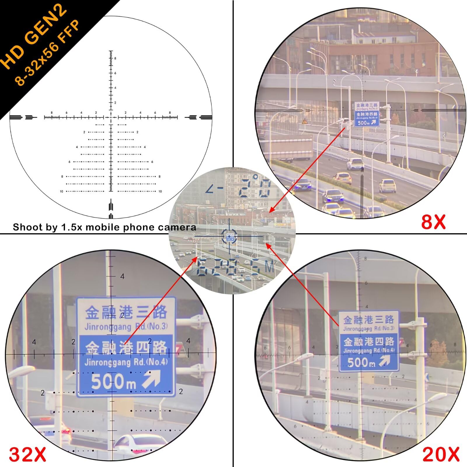WestHunter Optics HD GEN2 8-32x56 FFP - Lunette de Visée de Précision et Compétition, Tube de 34 mm, Premier Plan Focal, Réticule en Verre Gravé, Lunette Tactique 1/10 MIL avec Zero Stop