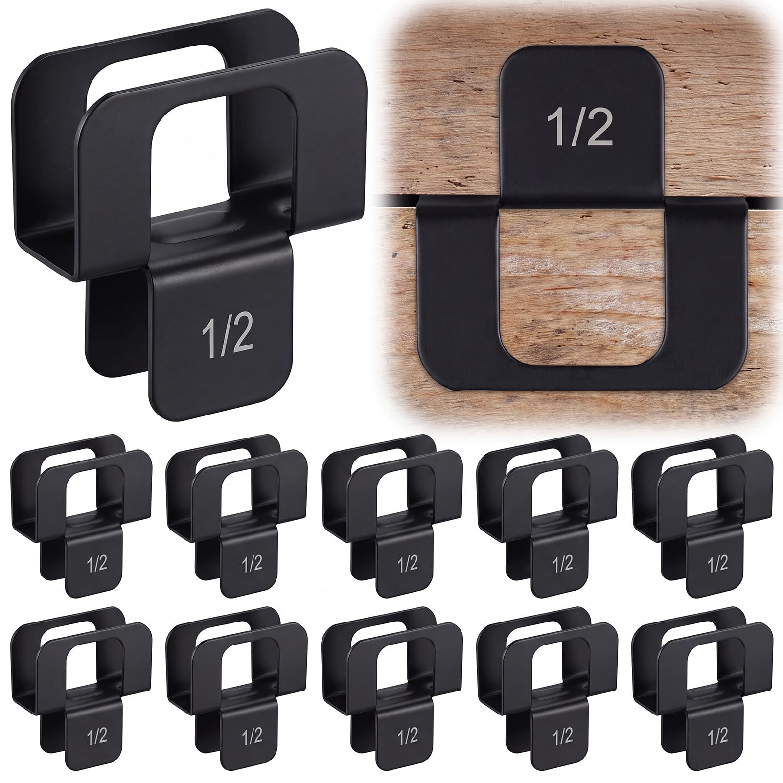 Hicarer 100 Pcs 1/2'' Plywood H Clip for Roofing Panel Plywood, Black