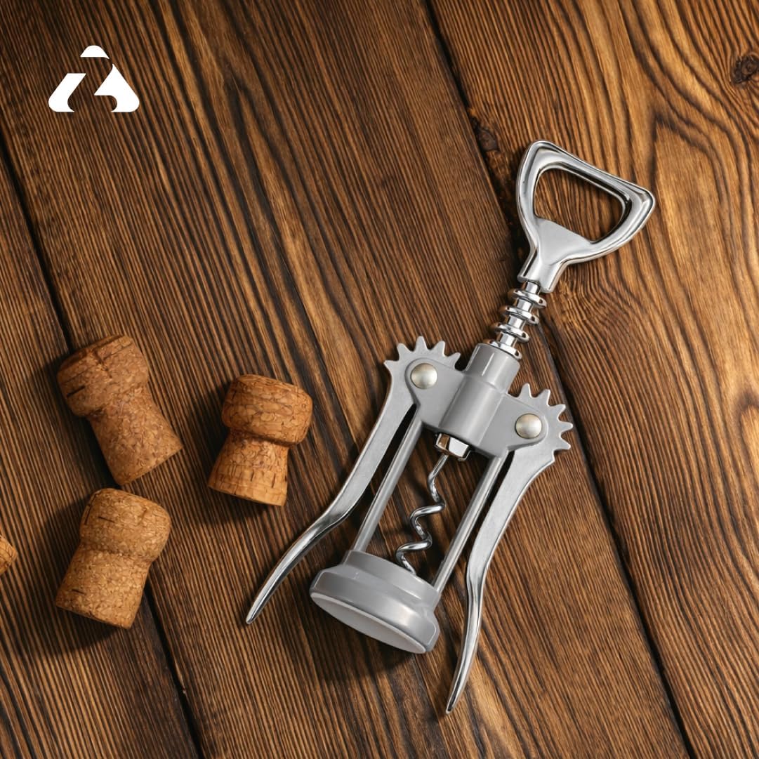 zanetti Manual Corkscrew with Two Levers 16 cm, Wine Bottle Opener with Wing Mechanism, Ergonomic Handle