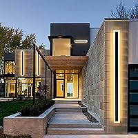 Vista 1 de RGZZUP 2Pack 71INCN Long Outdoor Modern LED Wall Light,55W Waterproof IP65 Warm White 110V led Wall Mount Lighting Fixture Rectangular Black Wall