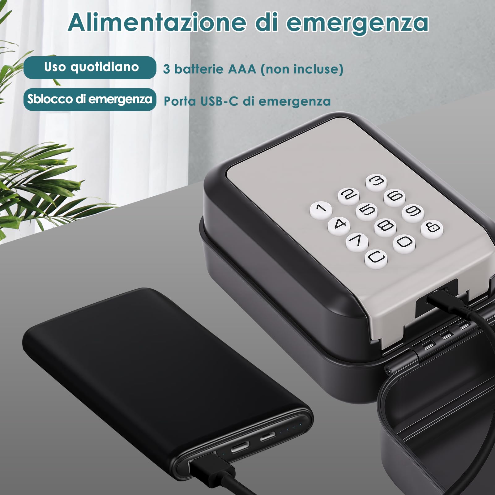 Cassetta Chiavi con Codice, Esterno Impermiabile Cassaforte di Sicurezza per Chiavi con Sblocco Remoto, Combinazione Muro Cassetta per Casa Scuola Ufficio Self Check In