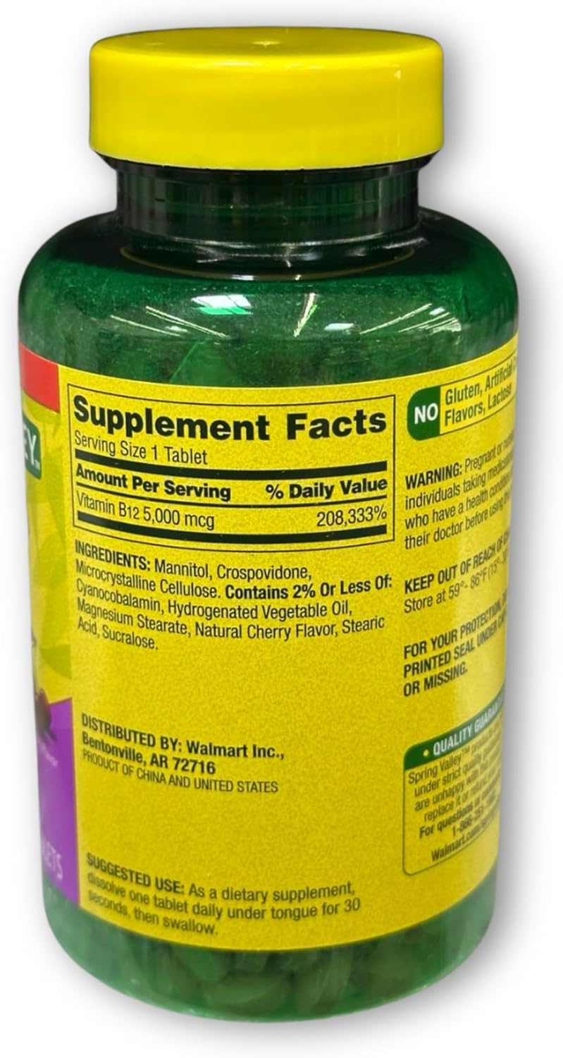 B12 Vitamins 5000mcg- Methylcobalamin Extra Strength Fast Dissolve Tablets Cherry Flavor 300 ct (Pack of 1), Boxed by Fusion Shop Store