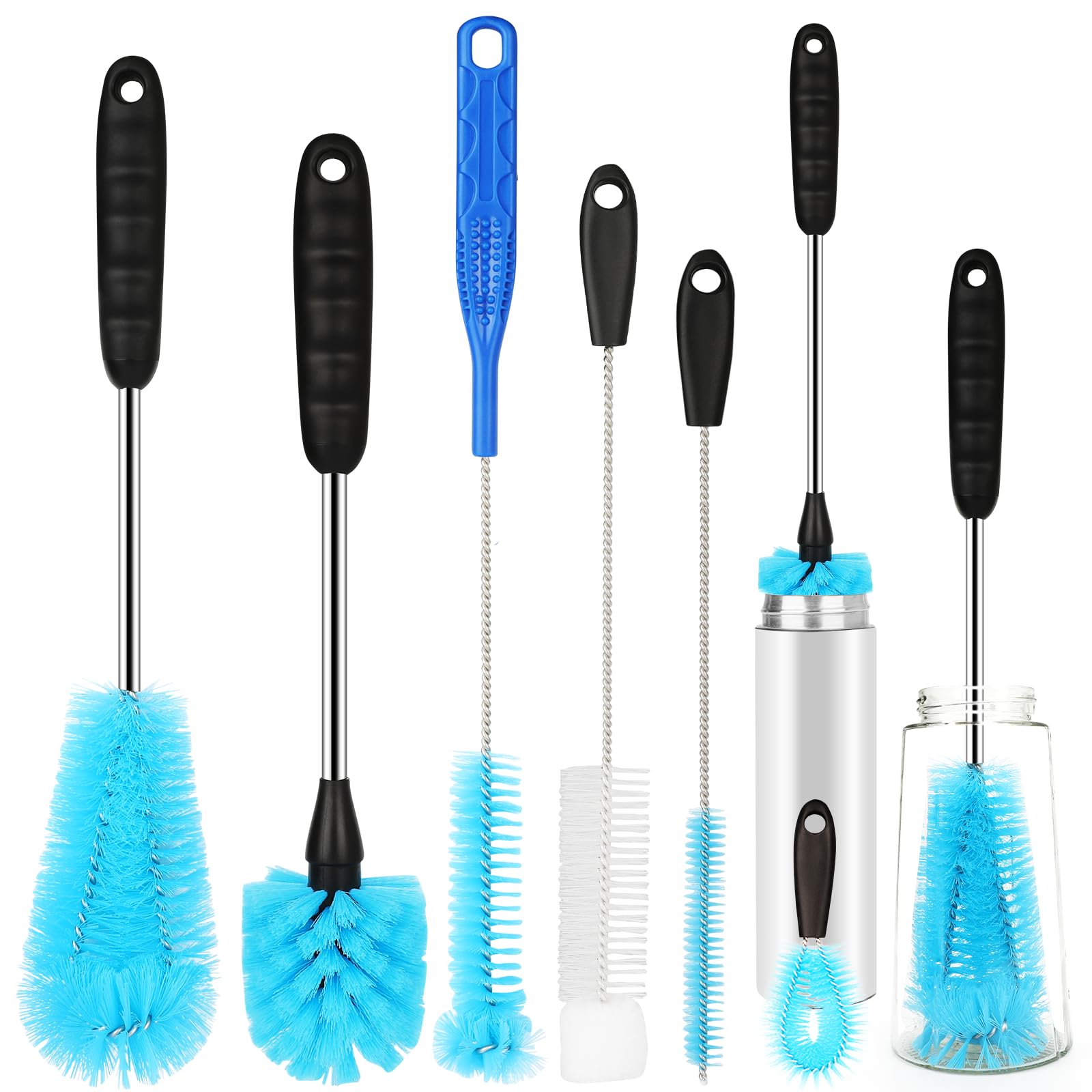 AnDocK 6 Pack Bottle Brush Cleaner Set, Long Handle Stainless Steel Water Bottle Cleaner Brush for Washing Sport Bottles, Narrow Neck Bottle, Baby
