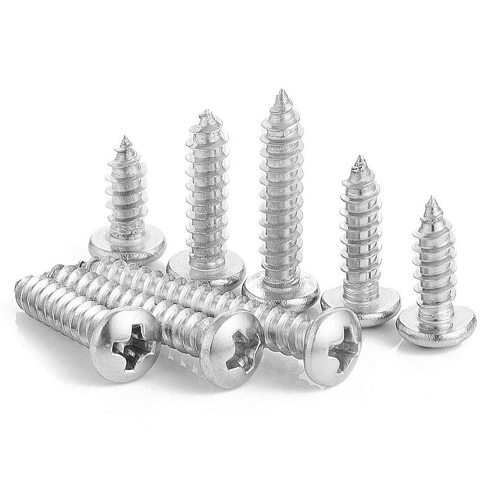 Tornillos de rosca, 55 tornillos M3 empotrados en cruz de cabeza redonda, tornillos de rosca de acero inoxidable para madera (30 mm)