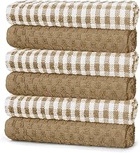 Pack of 6 Beige kitchen towels cotton Terry towelling Tea towels. Highly absorbent Dish and Bar towels, Cotton dish cloths for washing up