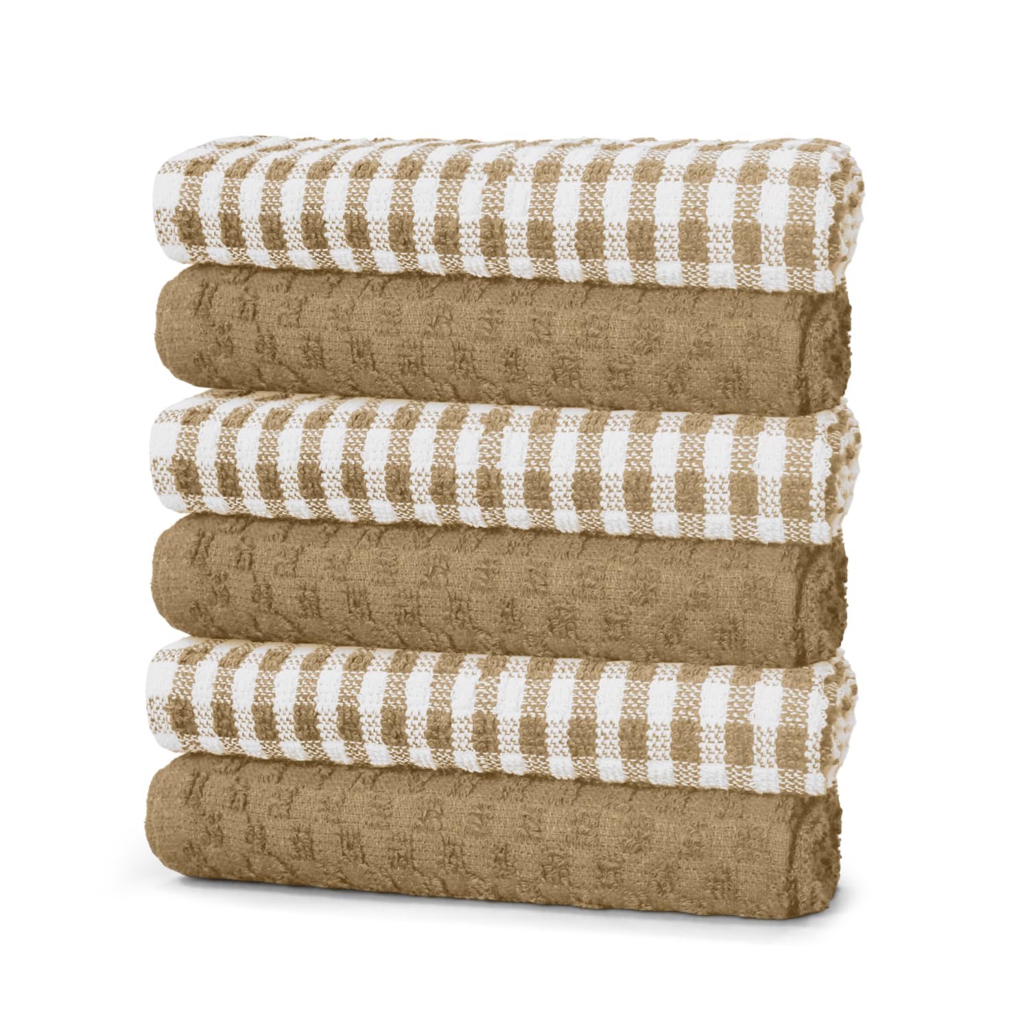 Zzzmrh Beige Pack Of 6 Kitchen Towels Cotton Terry Towelling Tea Towels. Highly Absorbent Dish And Bar Towels, Cotton Dish Cloths For Washing Up