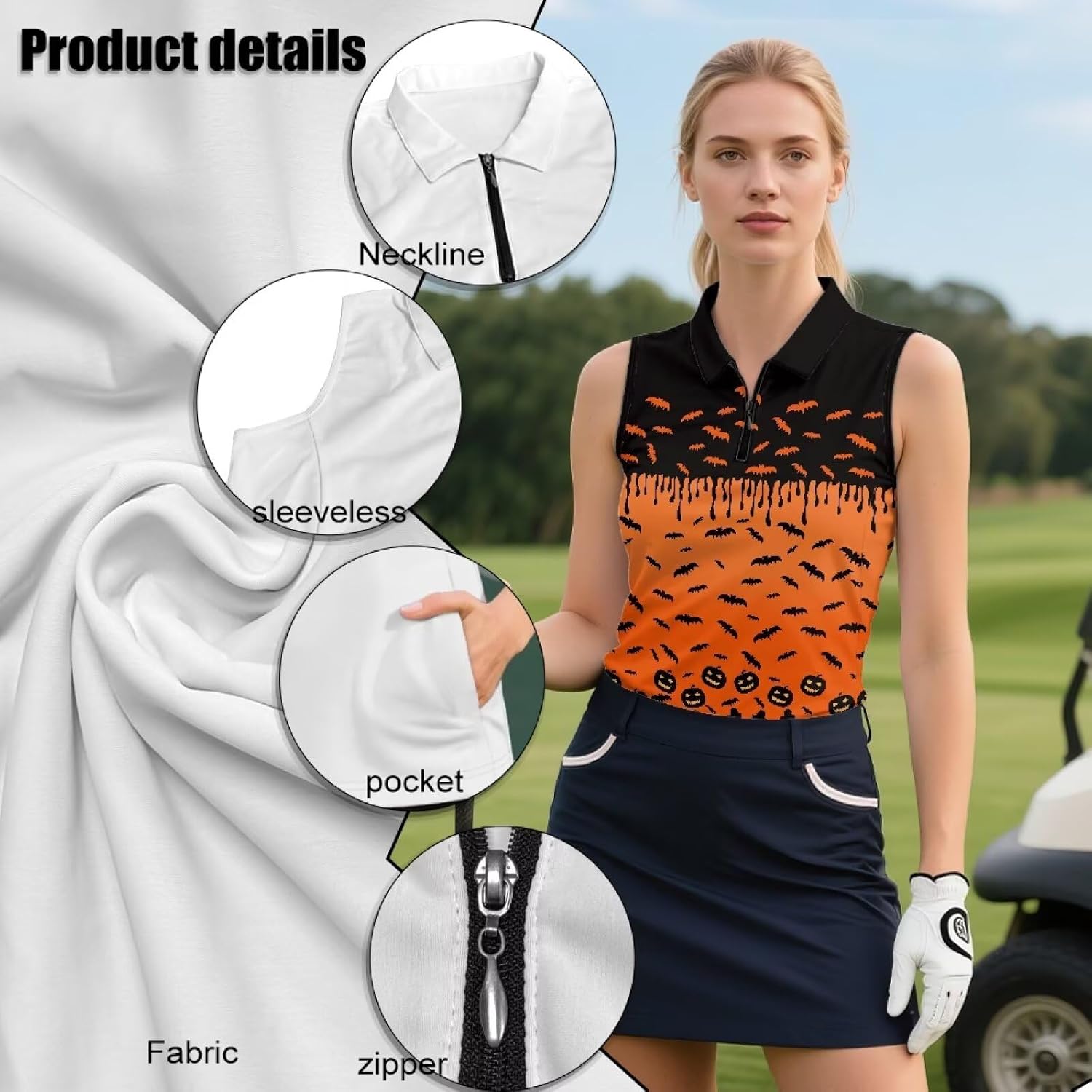 Biyejit Sleeveless Golf Shirts for Women Collared V Neck Tennis Tank Top Cooling Polo Quick Dry Exercise Shirts with Pockets