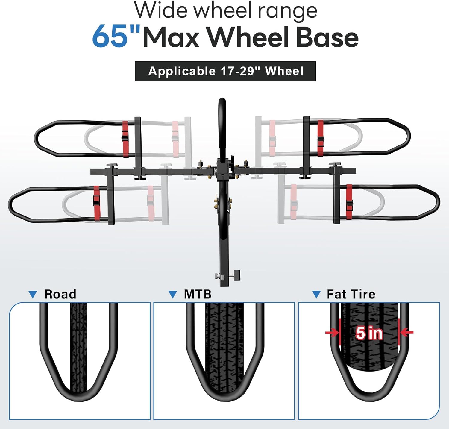FORWODE Bike Rack Hitch for Car, 200 LB 2-Bike Racks with Hitch Lock, Wobble Free Smart Tilting Folding Hitch Mount Bike Rack for 2 Inch Receiver, Bike Carrier Fits Up to 5 Inch Fat Tire for Car