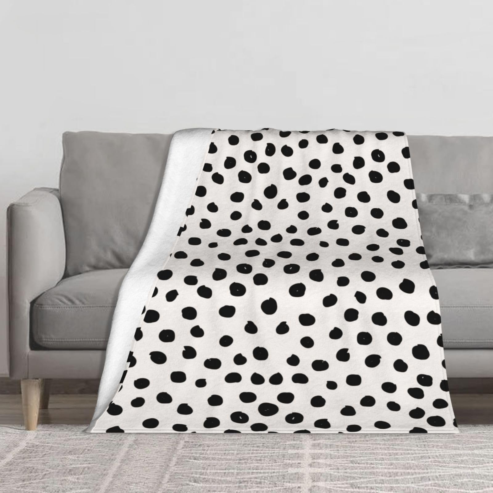 Bywenhopnbs As Picture Animal Print Dots Black And White Dalmatian,Super Soft Thick Comfy Cozy Throw Flannel Blanket Couch 60"X50"
