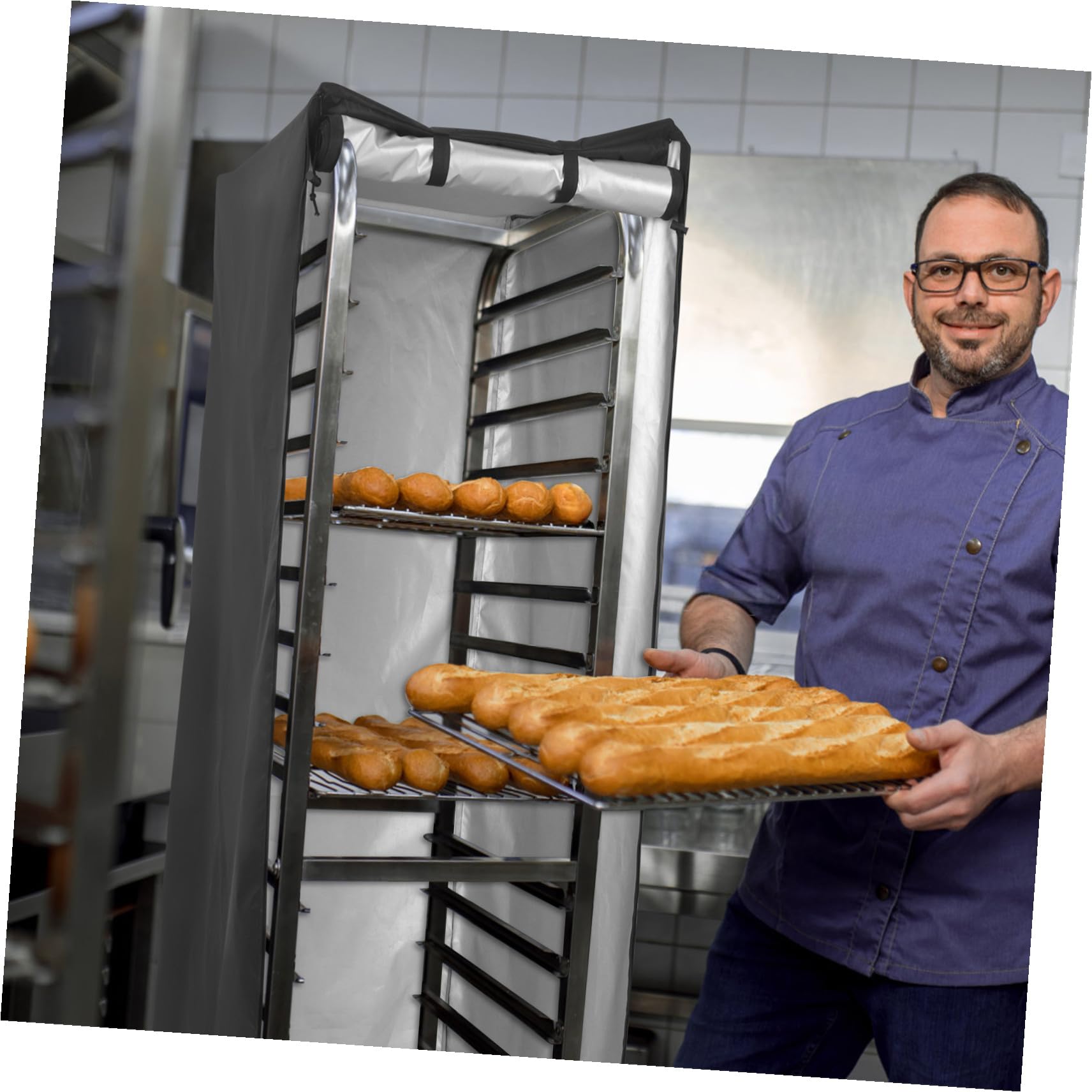 Copertura per Carrello Portateglie in Tessuto Oxford Nero Protezione Resistente e Pieghevole per Forni da Panetteria Facile da Installare con Chiusura Zip per Uso in Cucina e