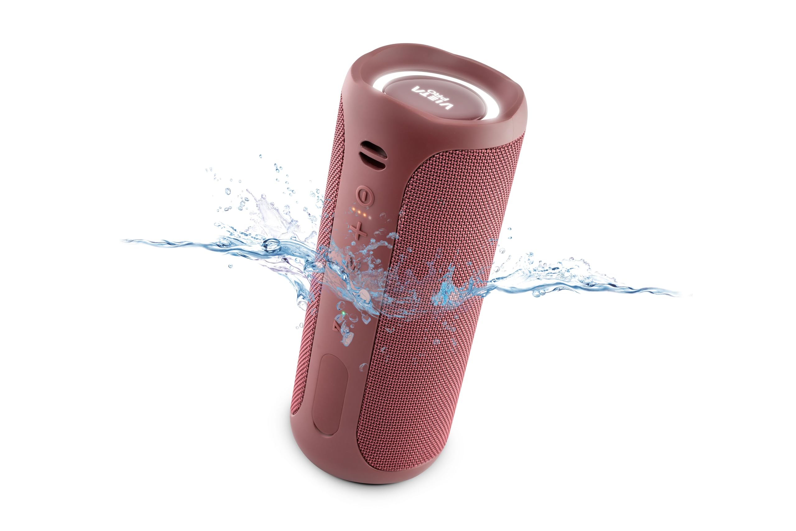 Vieta Pro Altavoz Bluetooth Potente, Resistente al Agua, 10H de BaterÃa, Micrófono y Radio FM. Altavoz Portátil Grande True Wireless, Aux In, USB, Asistente de Voz y Sistema de Luces | Upper 3 Burdeos