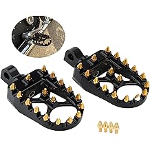 MX Offroad Wide Foot Pegs Footrest Pedals for Harley Dyna Street Bob Sportster 883 Touring Street Glide Softail Fatboy Chopper Bobber (Gold Black)