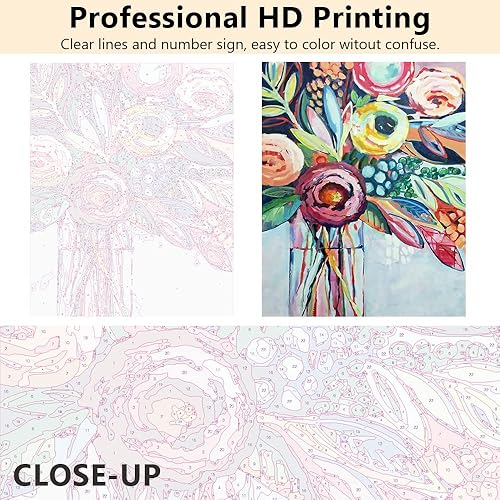 Miniatura 7 de Pintura por números con marco de flores pintura abstracta por número para adultos kits de pintura por números para adultos pintura de dibujo en