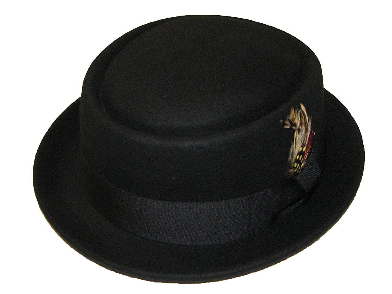 Superb 100% Wool Hand Made Black Felt Crushable Pork Pie Trilby HAT