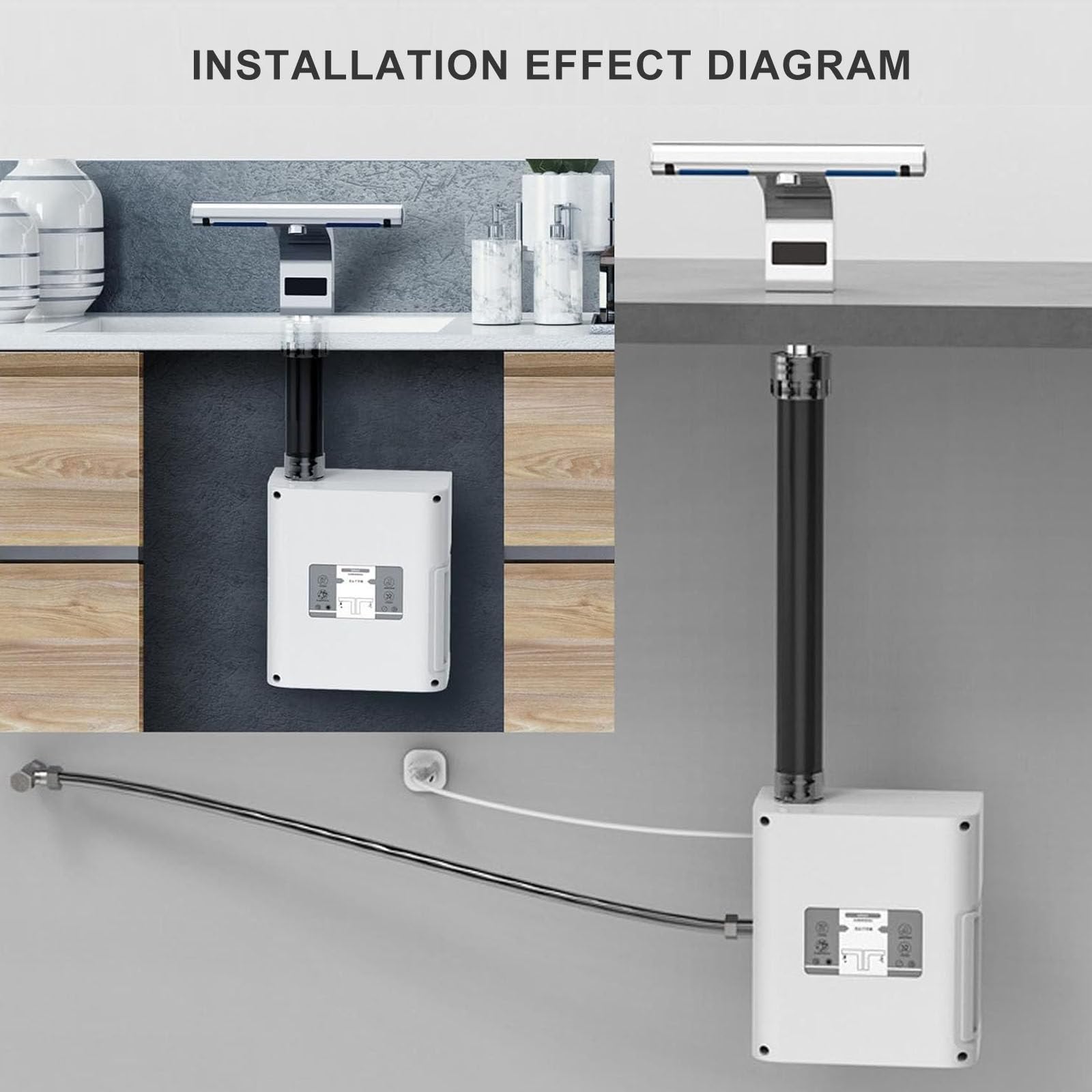 Asciugamani Con Sensore Automatico - Lavaggio E Asciugatura Mani 2 In 1, Rubinetto Per Bagno Con Filtro, Rubinetti Per Lavabo Senza Contatto, Asciugatura Rapida In 10 Secondi