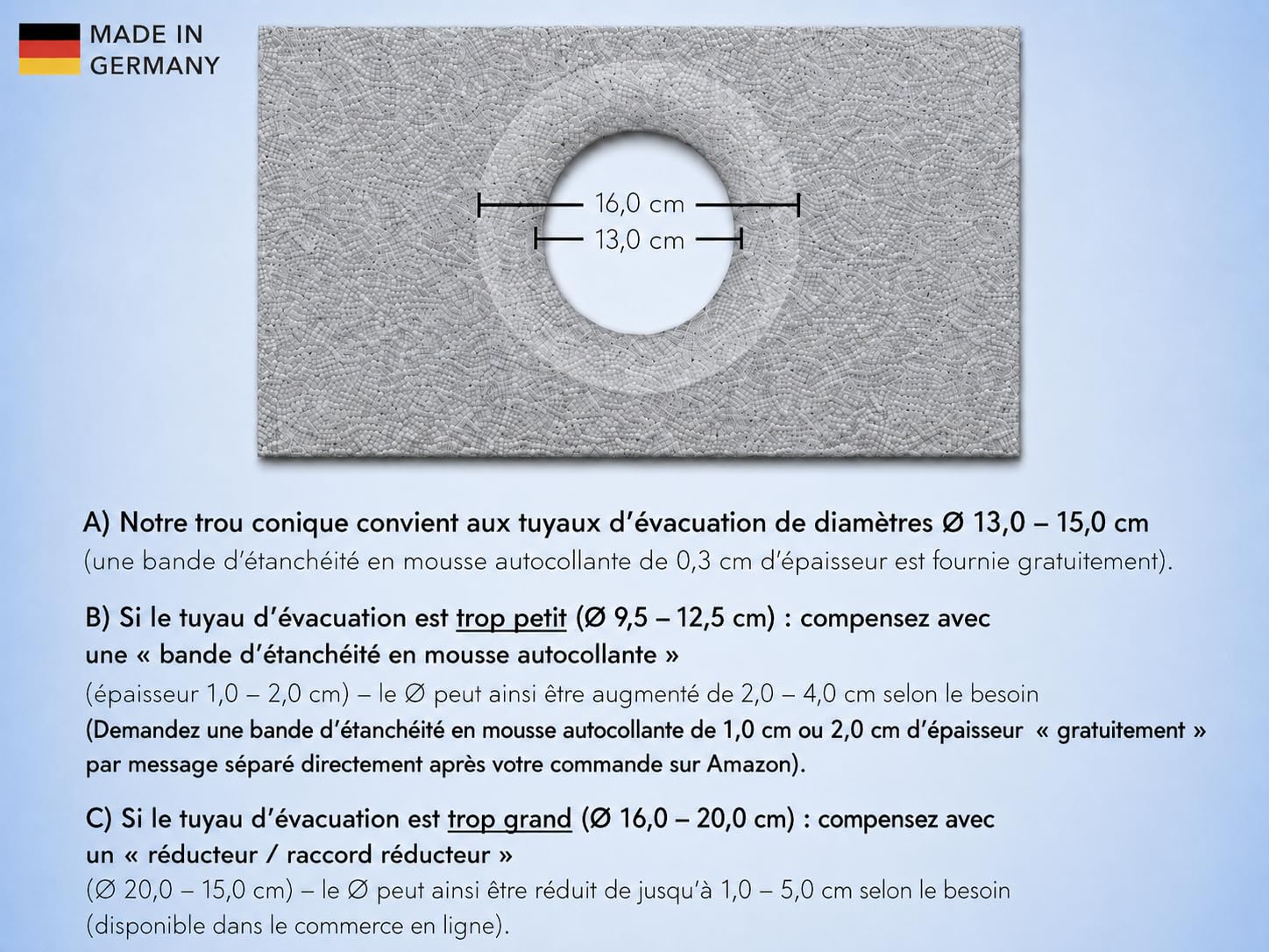 Joint de fenêtre 30–249 cm pour climatiseur mobile et sèche-linge à évacuation, également pour portes – montage rapide sans percer/coller – joint de climatisation [70 cm]