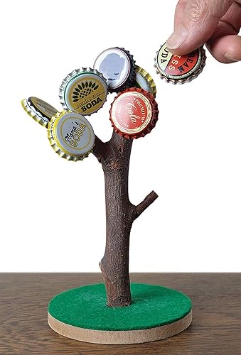 Ideas In Life Árbol de tapa de botella con imán - Divertido soporte para tapa de cerveza con acabado de corteza realista, regalo de mordaza para