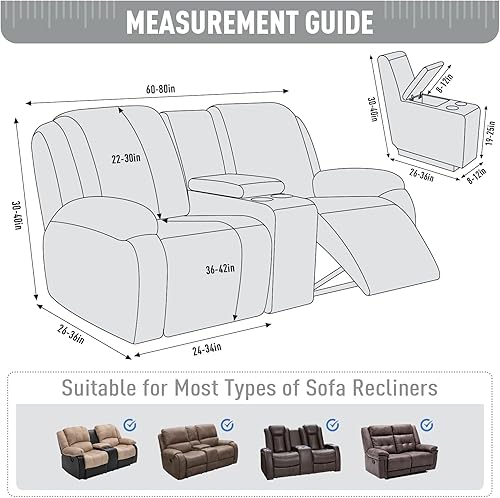 Miniatura 5 de TAOCOCO Funda para Sillón de Dos Plazas Reclinable con Consola Central, Funda Elástica para Sillón de Dos Plazas para Sofá Reclinable de 2 Asientos,
