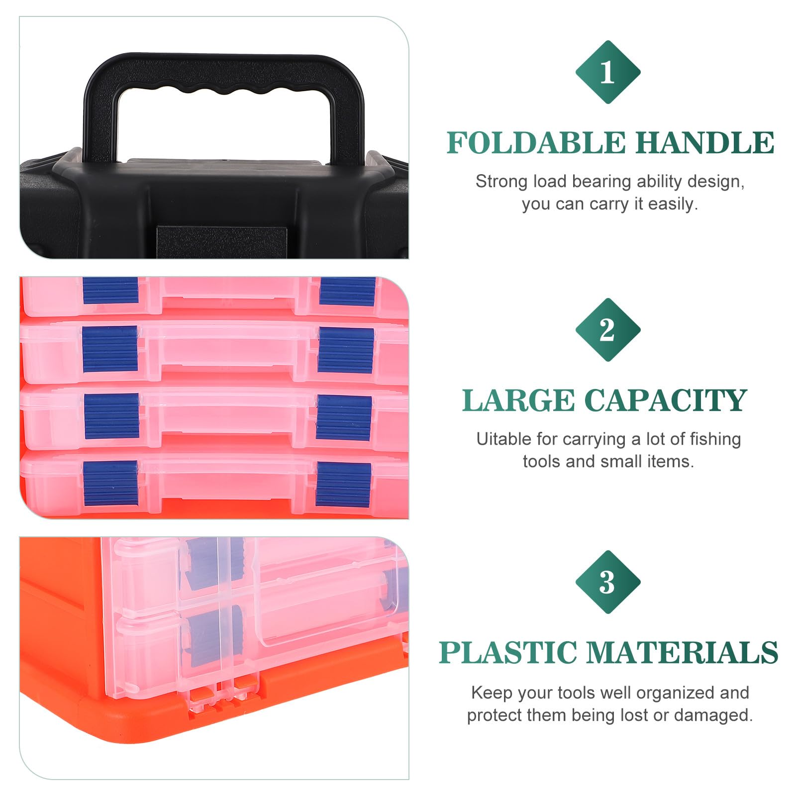 INOOMP Boîte de Pêche Extérieure Grosse Capacité en Plastique, 4 Couches, Facile à Transporter et Peut Servir de Siège, pour Petits Articles et Outils de Pêche