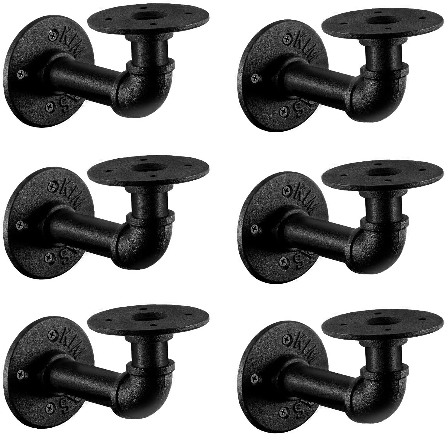 Buy Oyydecor Pipe Shelf Brackets Set of 6 Heavy Duty Black Iron Pipe Brackets Rustic Wall
