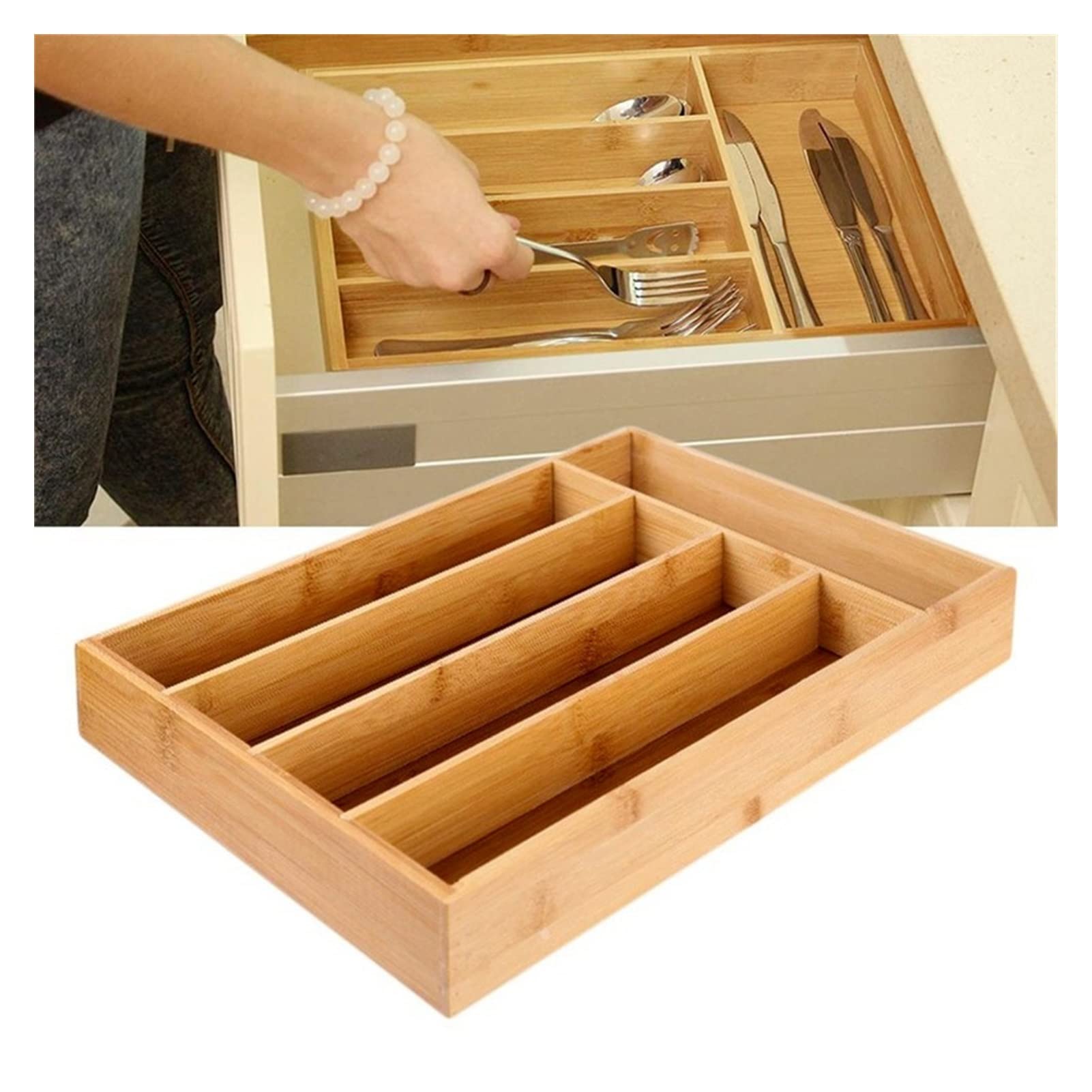 Organizer Organizer per cassetti da Cucina Organizer per Posate con 5 Scomparti Vassoio per Posate Portautensili