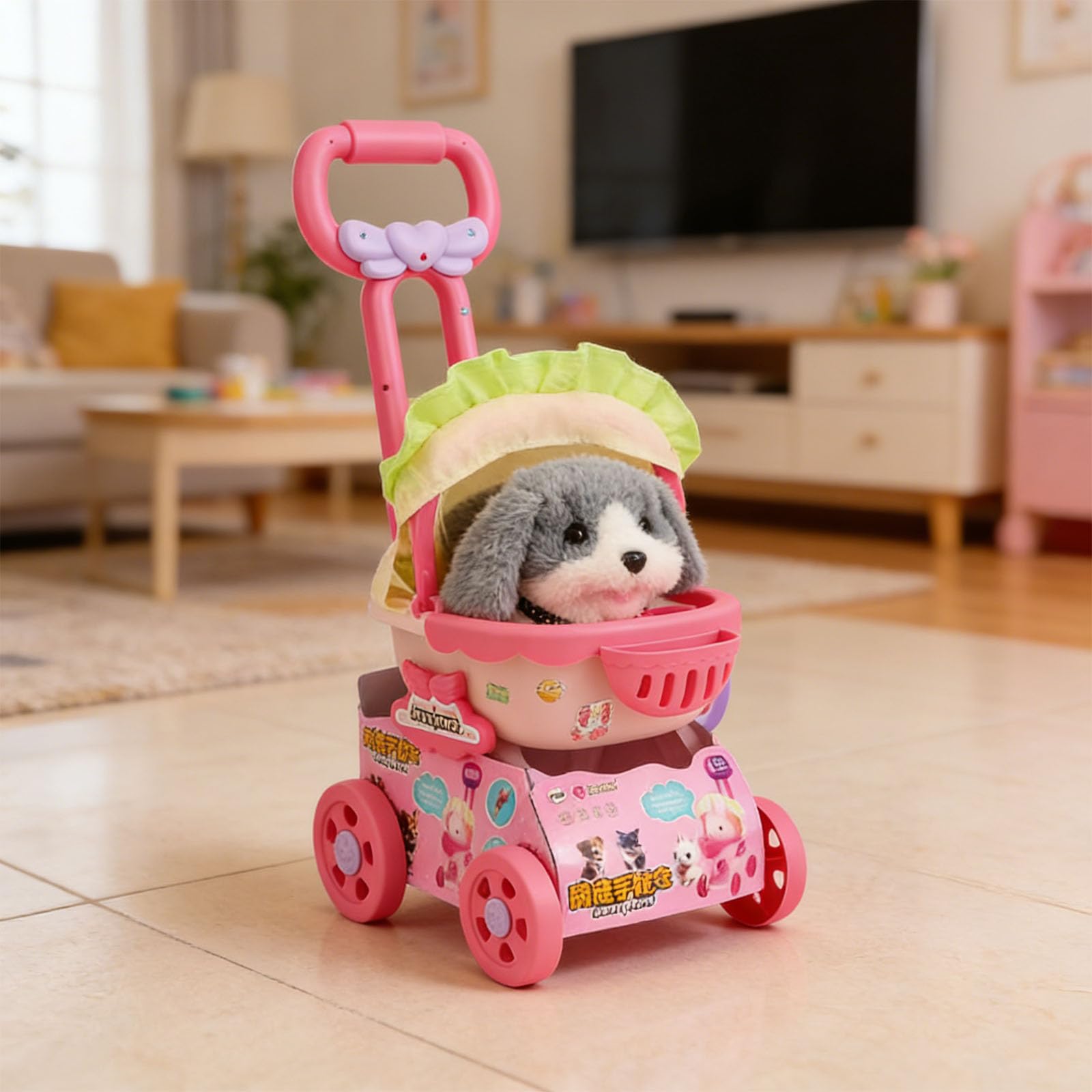 Automatisch wackelndes Plüsch Hundespielzeug mit realistischem Design, unterhaltsame Komfortpuppe für Baby Krabbellern Rollenspiel, Kinder Rollenspiel Spielzeug für den Innenbereich