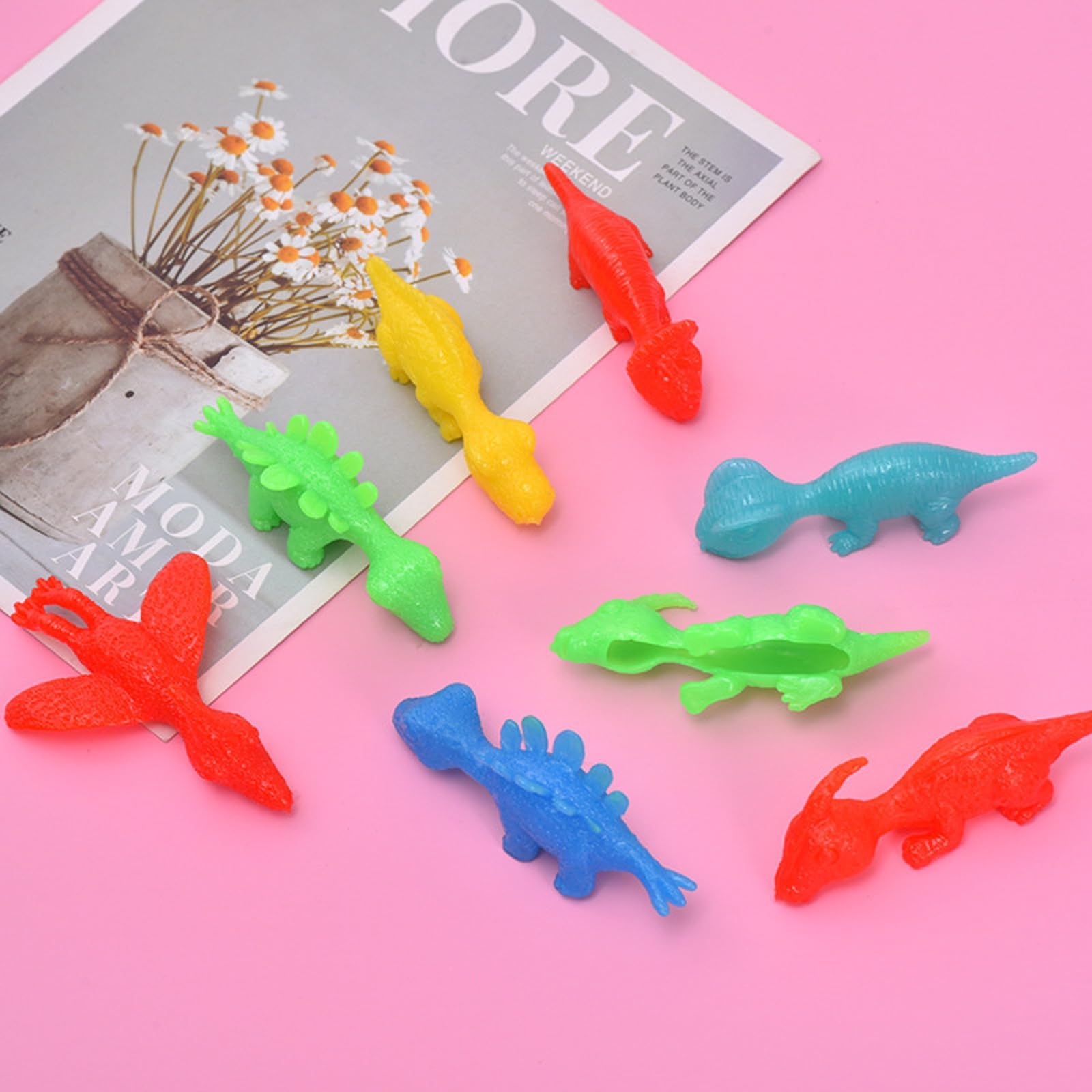 DKDDSSS 20 PCS Juguetes de Dinosaurios, Tirachinas Dinosaurios Juguetes Elásticos, Muy adecuados para Juegos y Fiestas de Vuelo