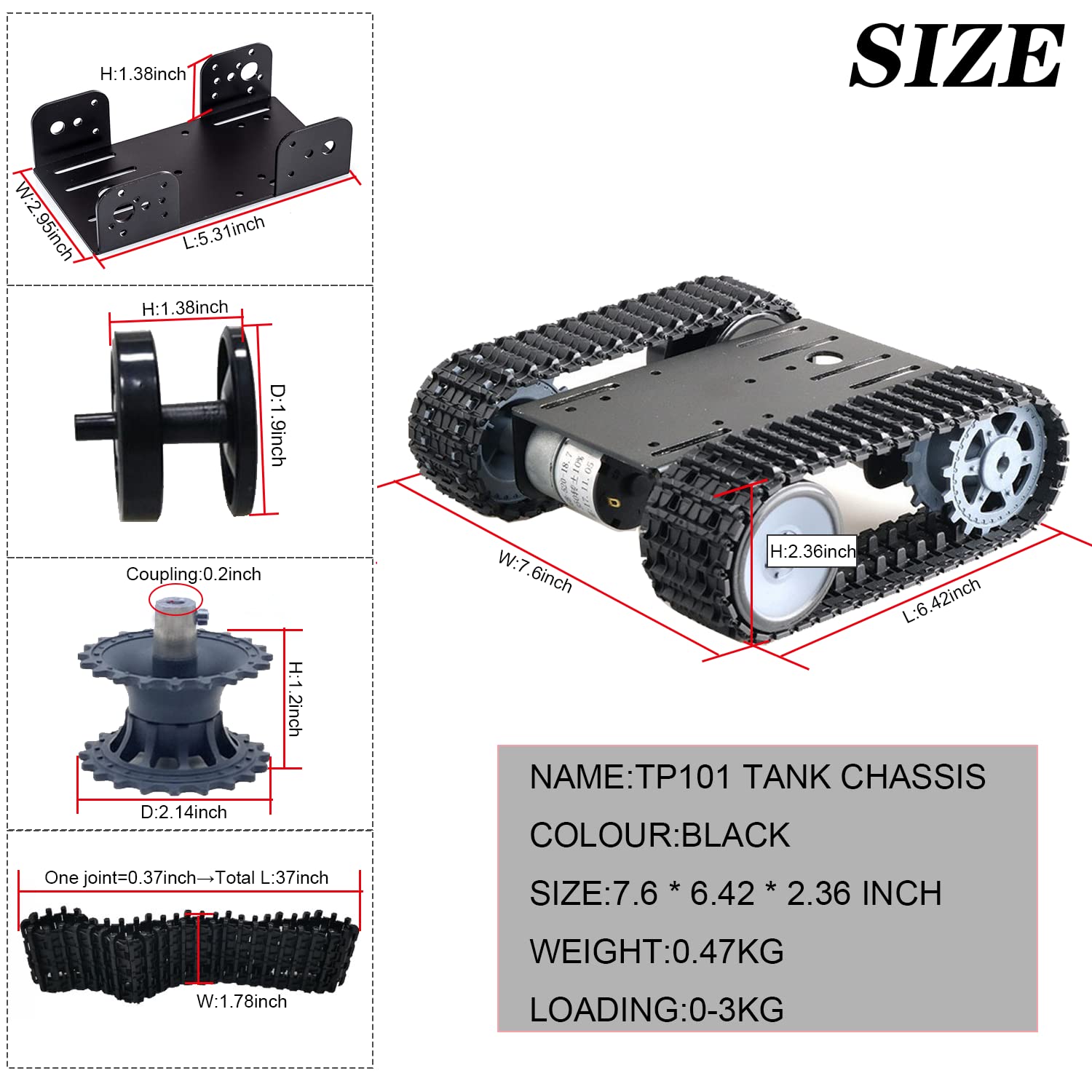 Professional Smart Robot Tank Car Chassis for School Eduactional Science Kits, DIY RC Tracked Robotic Obstacle Avoidance Platform Crawler Model with 2pcs Plastic Caterpillars, Remote Control STEAM