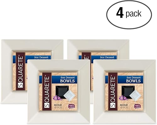 Miniatura 8 de Squarete - Cuencos cuadrados de 5 onzas para postre de fiesta de hueso, resistentes, elegantes, desechables, de 5 onzas, cuadrados marfil, 10