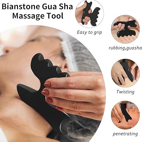 Miniatura 3 de Herramienta de masaje Gua Sha para cuerpo, masajeador de raspado de piedra natural Bian Gua Sha, tabla de masaje de alivio muscular para espalda,