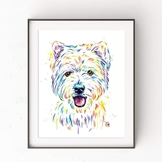 Westie Wall Art by Whitehouse Art | West Highland Terrier, Dog Memorial Gifts, Dog Art, Dog Mom Gifts, Dog Decor| Professional Art Print of Sheltie Original Watercolor Painting | Westie Gift | 5 Sizes