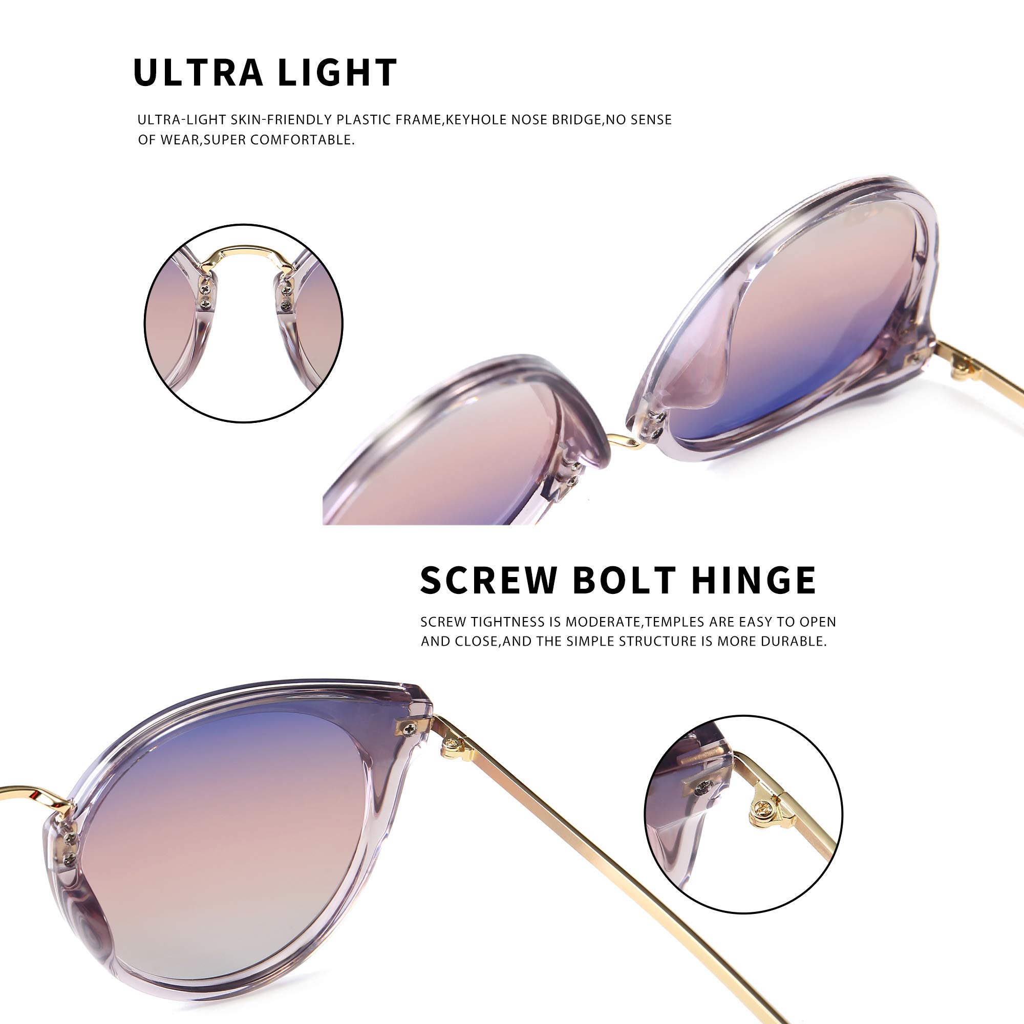 Gafas de sol polarizadas para mujer estilo vintage ojo de gato UV400, Talla libre 4