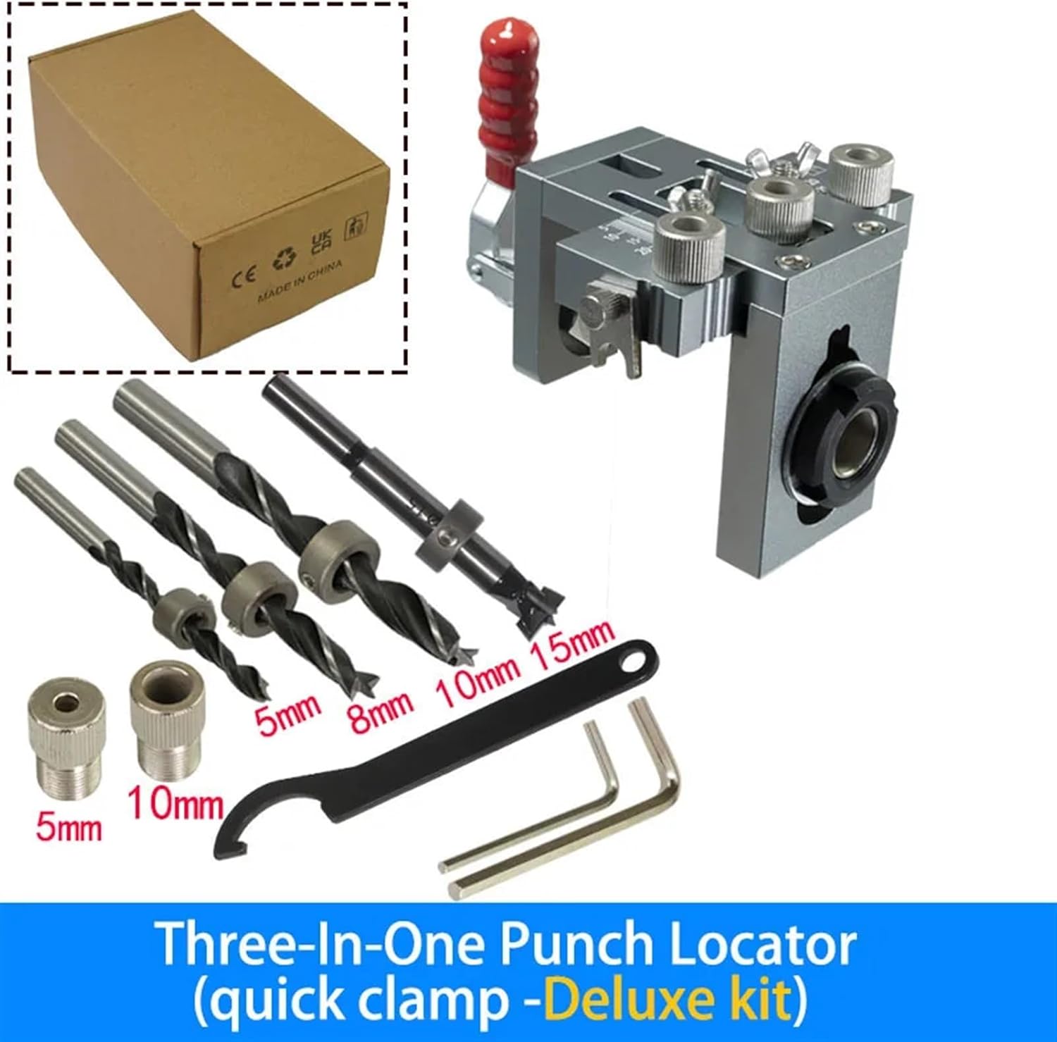 3 In 1 Quick Clamp Woodworking Dowelling Jig Kit Adjustable Drilling Guide Puncher Locator Wood Hole Opener Carpentry Tools (Color : B)