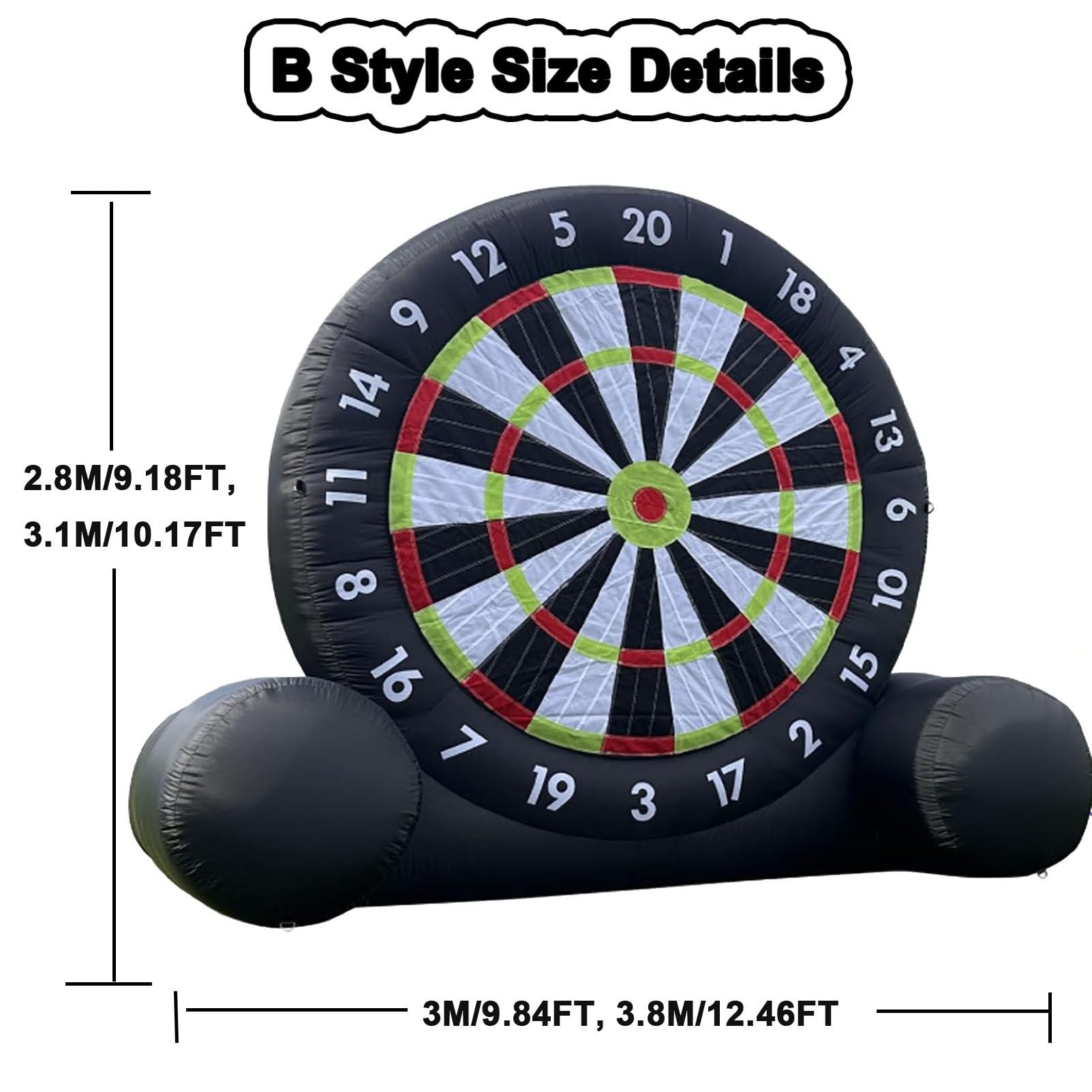 Riesige aufblasbare Fußball-Dartscheibe mit 8 Bällen, Kickball-Dartscheibe, aufblasbare Fußball-Darts mit 350-W-Gebläse und Luftpumpe für Outdoor-Garten, Fitnessstudio, Camp, Sportspiele A-4M/13FT