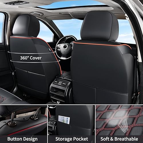 Miniatura 3 de Huidasource Fundas de asiento Dodge Ram, funda de asiento de cuero para camioneta delantera y trasera, apta para 2009-2018 1500, 2010-2025 25003500