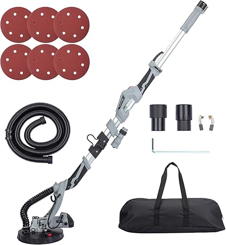 Lijadora de pared seca, velocidad variable 800-1700RPM, 710W, lijadora eléctrica de pared seca con luz LED, mango extensible, manguera de