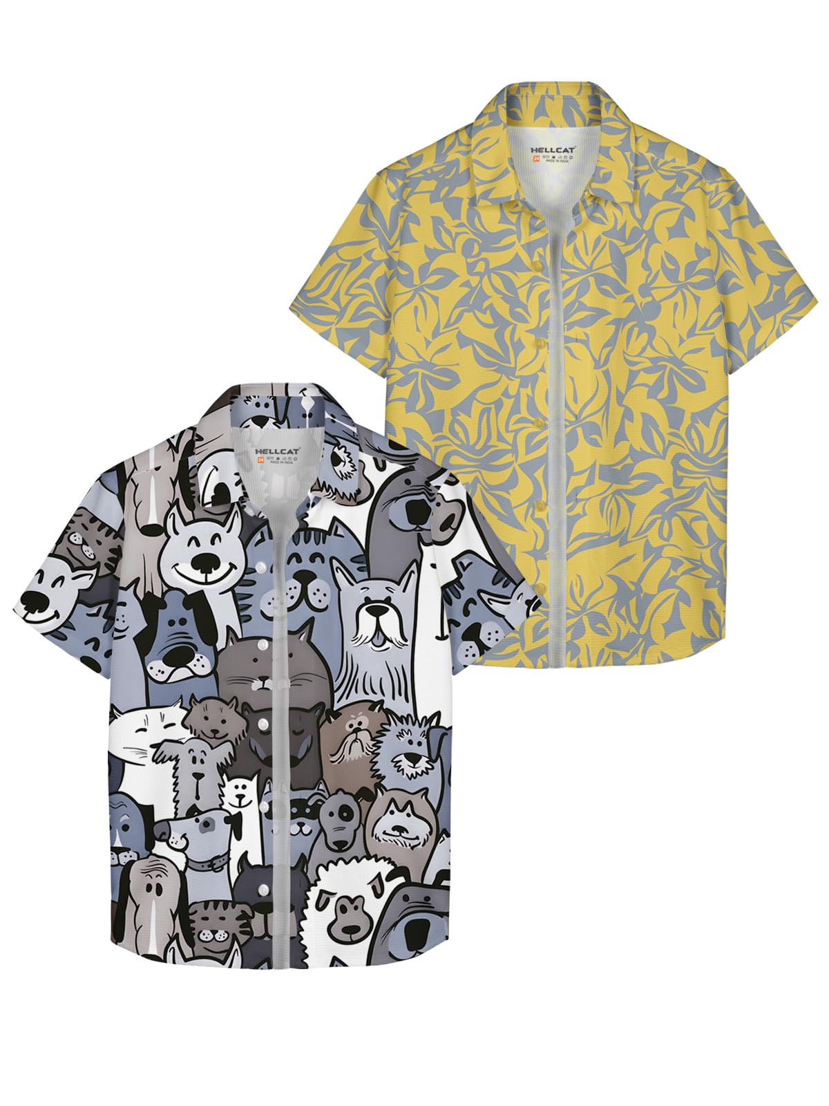 HELLCAT White, Red Trendy Regular Fit Printed Causal Shirt for Boys - Pack of 2