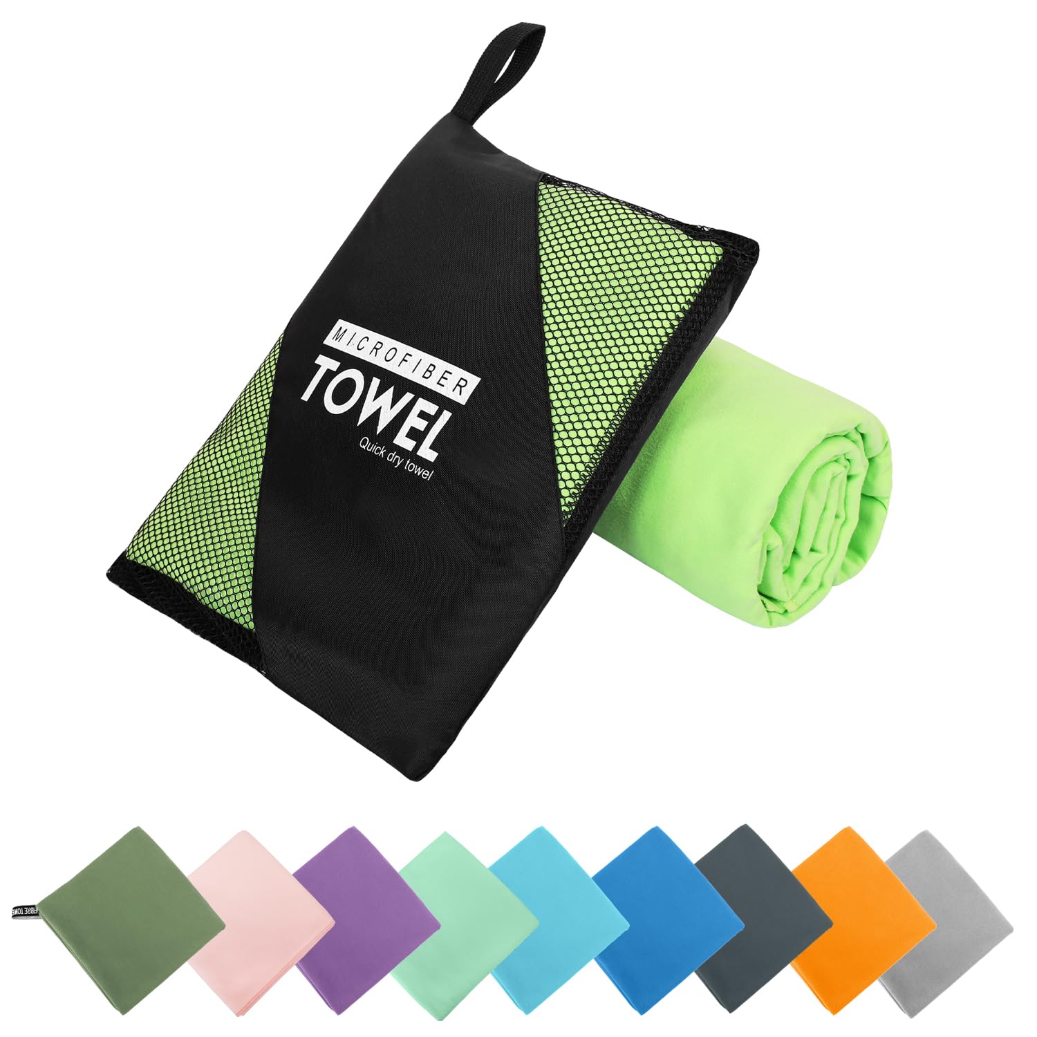 ZIUDBOC Microfiber Travel Towel, Soft Lightweight Quick Dry Towel, Super Absorbent Compact Travel & Sports & Beach Towels for Camping, Backpack, Gym, Swimming, Yoga, Hiking (L:24"×48" -Fluorescent) — image 1